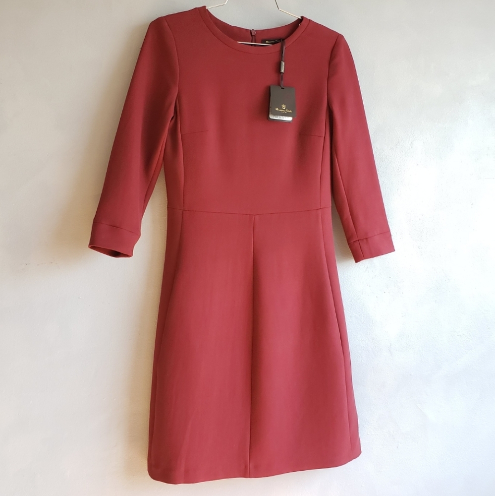 MASSIMO DUTTI, BURGUNDY  DRESS SIZE, 34